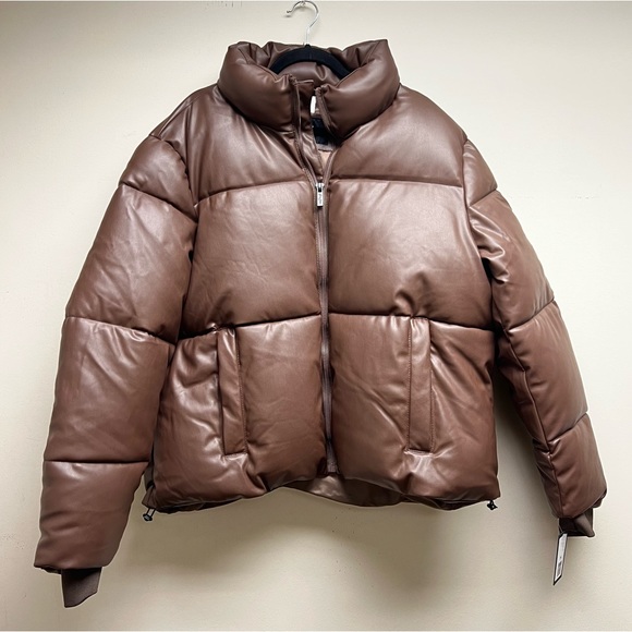 Sean John - Faux-Leather Puffer Jacket - Brown - Men’s Size XL - New - Picture 2 of 7
